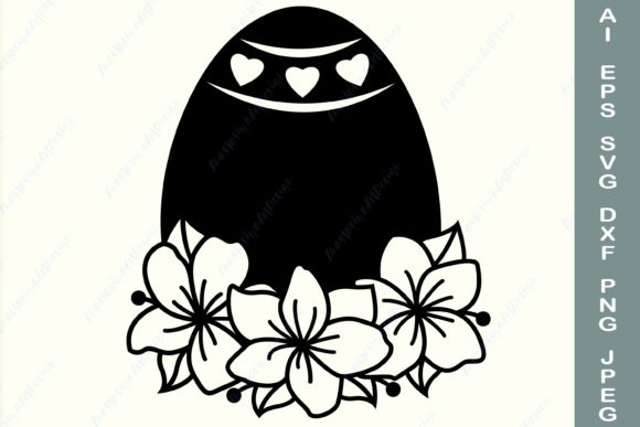 Easter Egg with Spring Flowers Svg