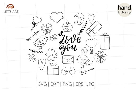 Love Svg, Valentine Svg, Doodle Valentin