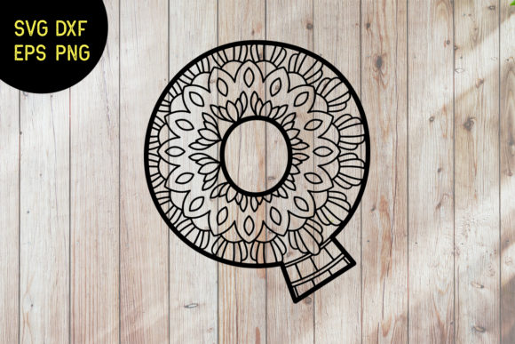 Mandala Alphabet Q SVG Graphic