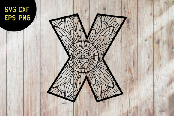Mandala Alphabet X SVG Design