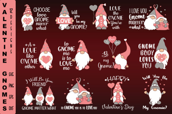 Valentine Gnomes Mega Bundle Svg