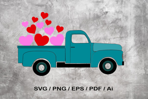 Valentine's Truck with Hearth SVG