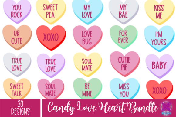 Valentines Day SVG, Candy Love Hearts